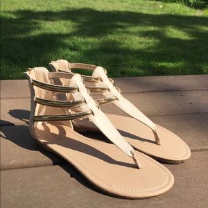 Charlotte Russe Cream & Gold Gladiator Sandals